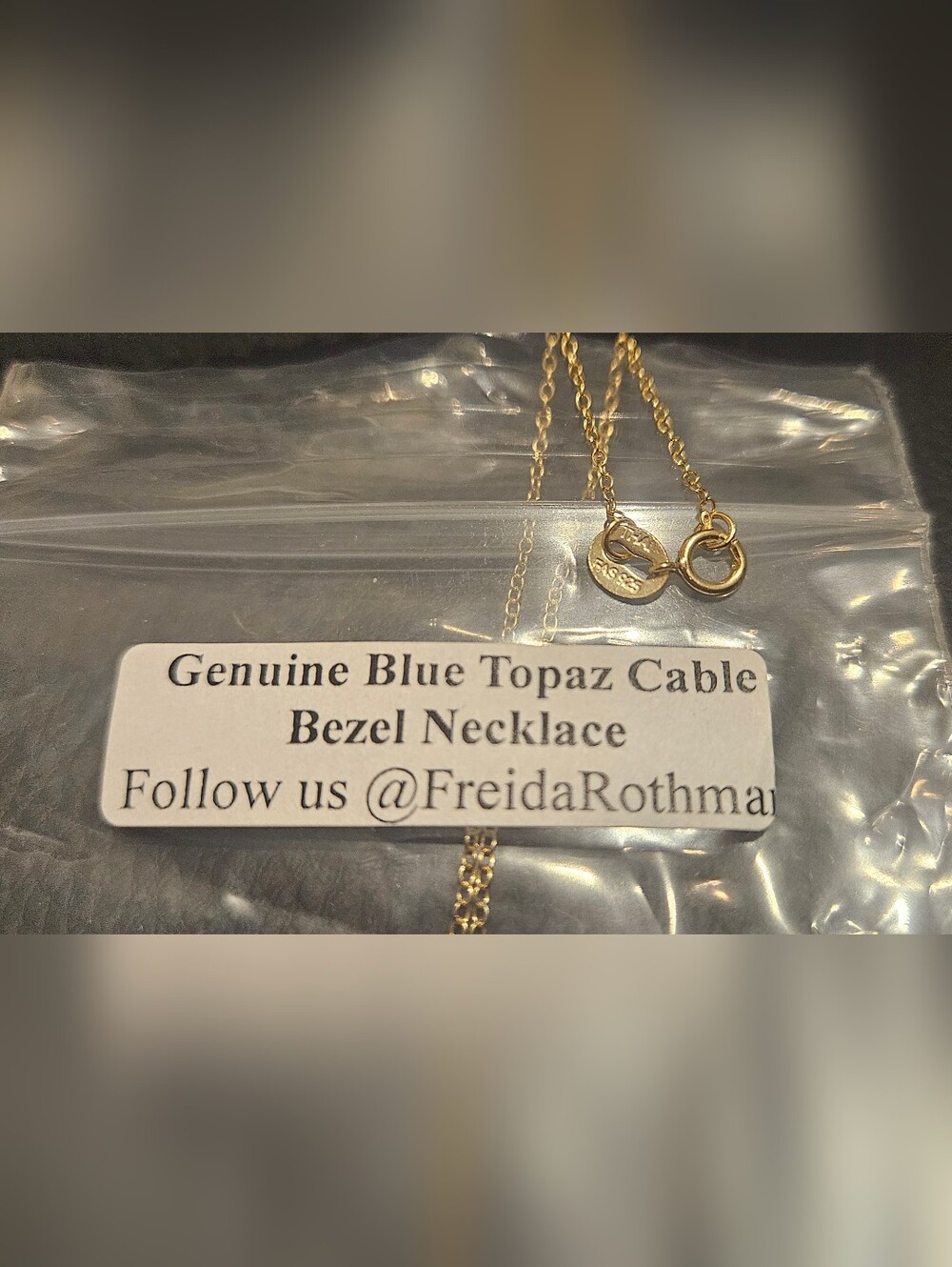 Freida Rothman Gold Chain with Blue Topaz Bezel